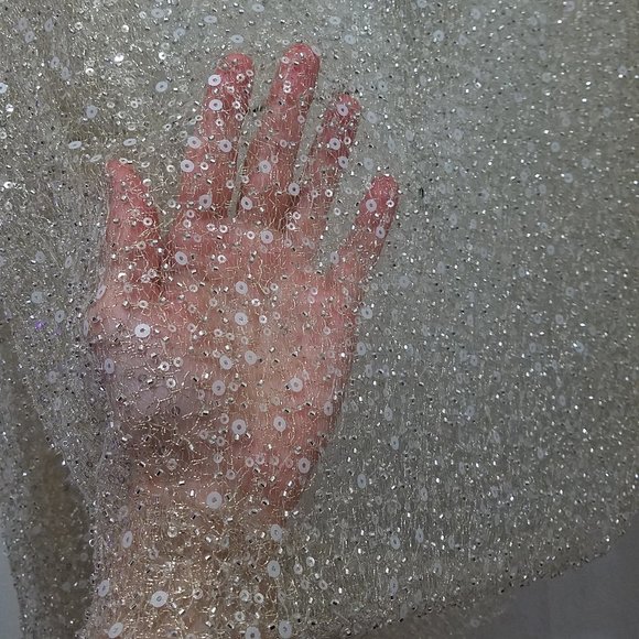 NWT GOLD BEADS AND SEQUINS SEMI SHEER TOP - Picture 7 of 9